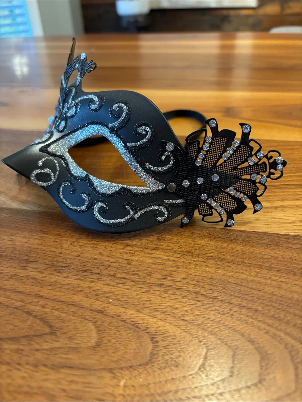 Black and Silver Masquerade Venetian Mask for Party, Prom, Mardi Gras